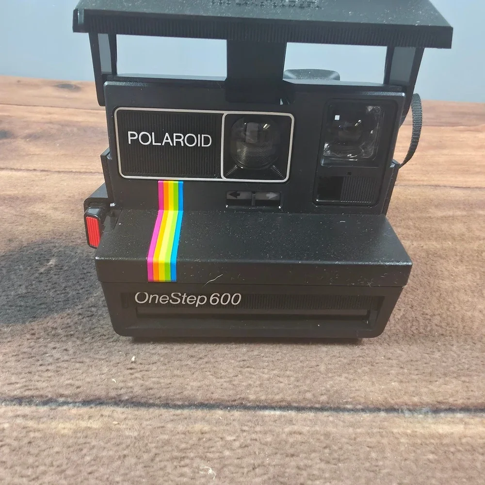 Polaroid OneStep 600 Instant Camera Black Good Vintage Rainbow Stripe with Box